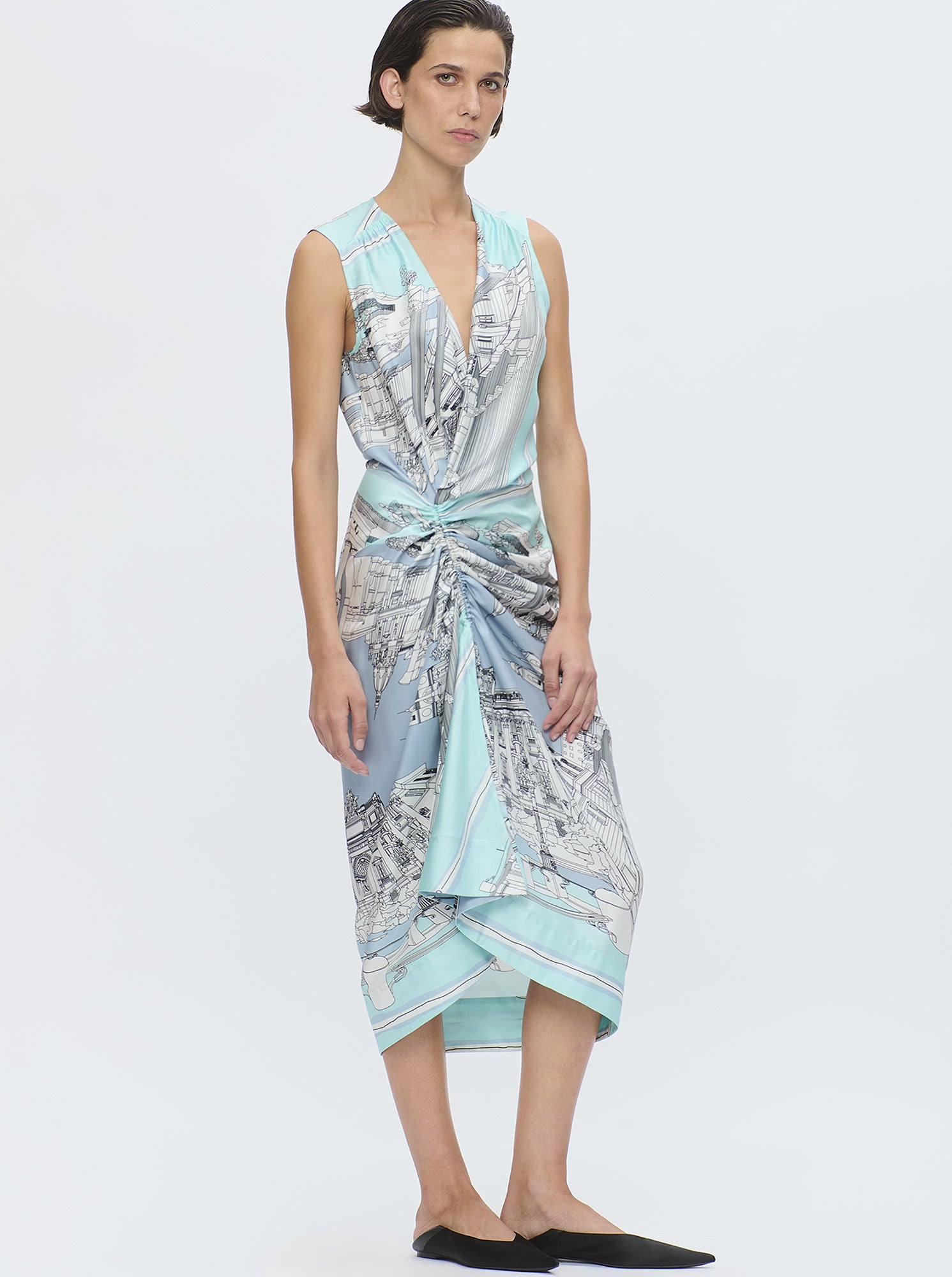 agnes silk dress CALLAS MILANO AGNES Print silk dress Turquoise 40 IT (4 US) / Turquoise