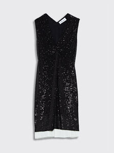 AJOUR - RELAXED SEQUIN TUNIC DRESS WITH PLEATED HEM