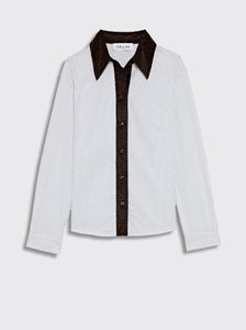 ISOLDE - FITTED SHIRT WITH CONTRAST COLLAR WHITE / NAVY STRIPE