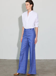 SIRENE POPLIN SHIRT COMO WHITE SILK BACK PALE YELLOW