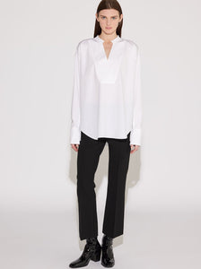 NUR - CREWNECK TUNIC WITH PLEATED BACK WHITE