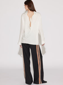 MISIA - COWLNECK DRAPED FRONT SHIRT WHITE
